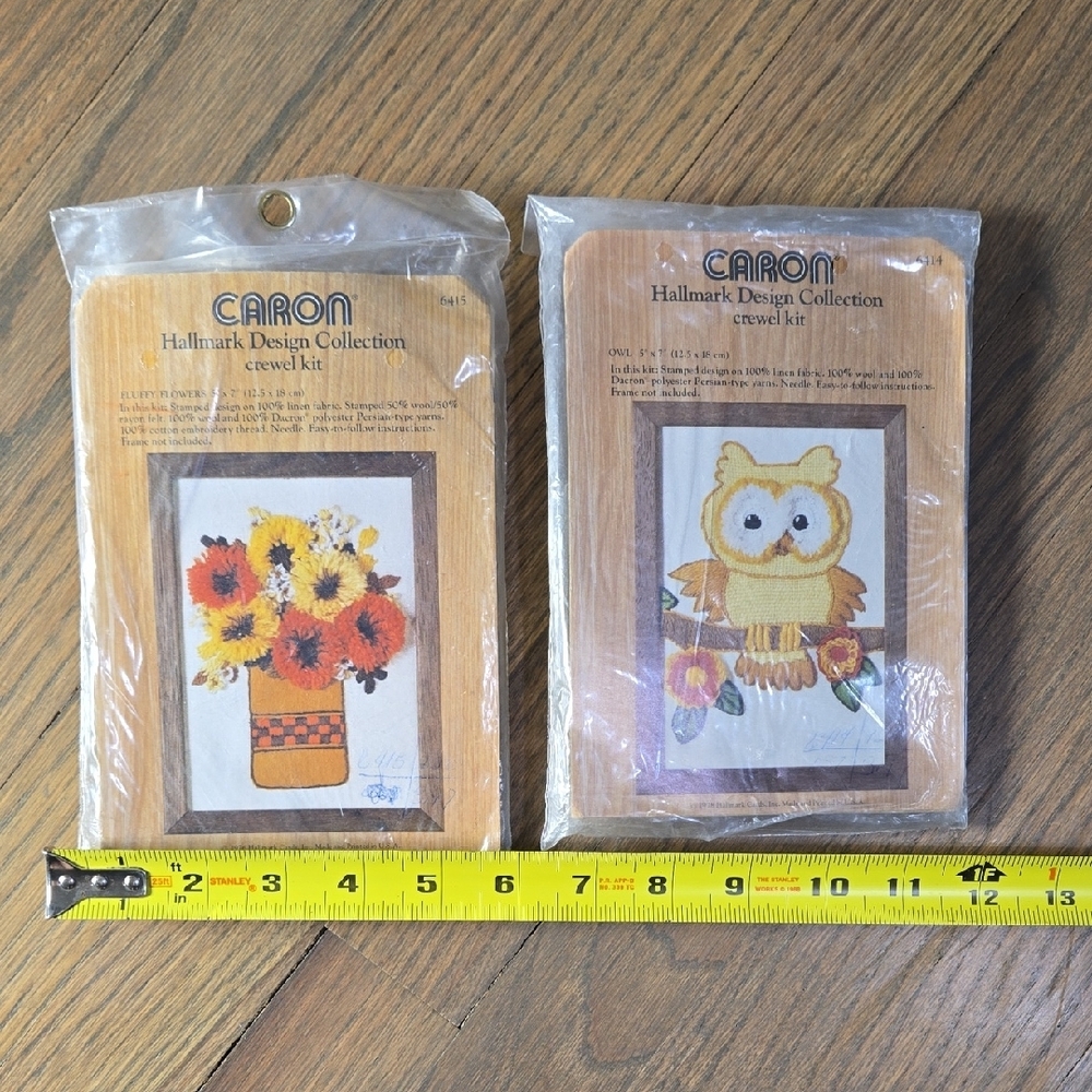 Pair Of Vintage Caron Hallmark Design Collection Crewel Kits - Picture 7 of 7